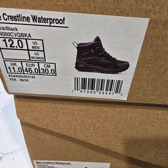 Vans MTE Crestline Waterproof Black Hiking Boots Shoes Men's Size 12 NEW - Picture 9 of 9